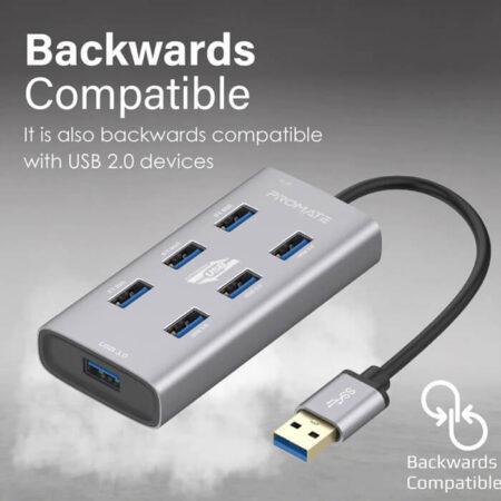 Promate Aluminium Alloy USB 3.0 Ports USB-C Adaptor Data & Charge