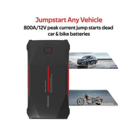 Promate 800A/12V High Power Emergency Jump Starter with 10000mAh PowerBank