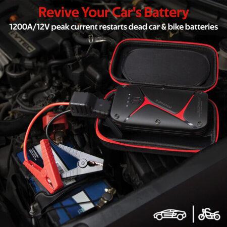 Promate 1200A/12V Heavy Duty Car Battery Booster with 16000mAh PowerBank