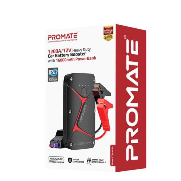 Promate 1200A/12V Heavy Duty Car Battery Booster with 16000mAh PowerBank